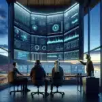 Norwegian cybersecurity team monitors ai driven defense dashboards in a modern oslo office