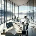 Norwegian office team reviews ai customer analytics dashboard predicting future customer needs