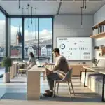 Norwegian student using ai powered e learning platform with analytics in a modern classroom